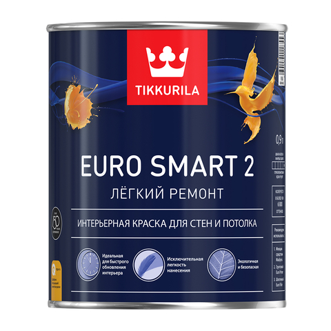Tikkurila EURO SMART 2 A краска для потолков гл/мат 2,7 л/3