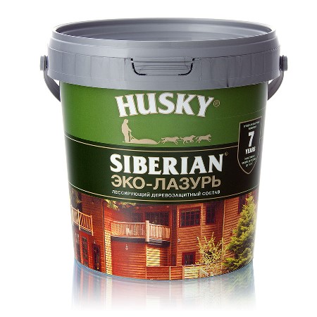 HUSKY SIBERIAN ЭКО-ЛАЗУРЬ Антисептик полуматовый черное дерево (палисандр)9л