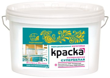 Краска ВД-АК интерьерная влагостойкая супербелая (14 кг) Радуга