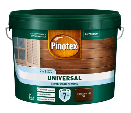 Пропитка-антисептик Pinotex Universal 2в1 Индонезийский тик 9л