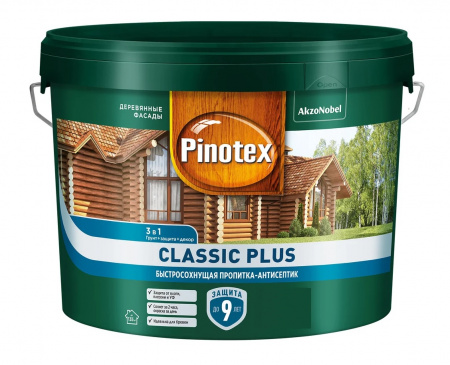 Пропитка-антисептик Pinotex Classic Plus 3в1 тиковое дерево 9л