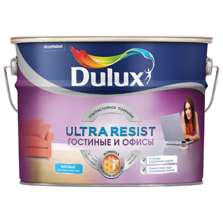  Краска Dulux Ultra Resist Гостиные и офисы BW (2,5 л)