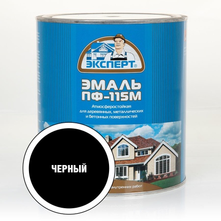 Эксперт Эмаль ПФ-115М гл. черная  RAL 9005 1,8 кг /6